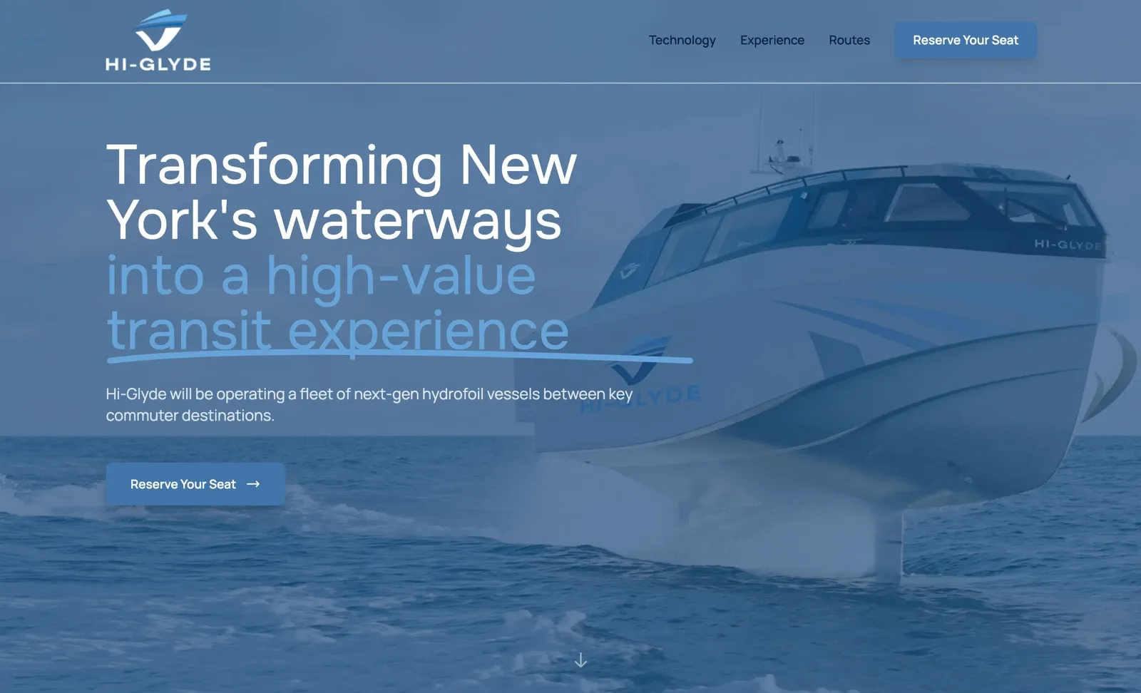 Hi-Glyde homepage design