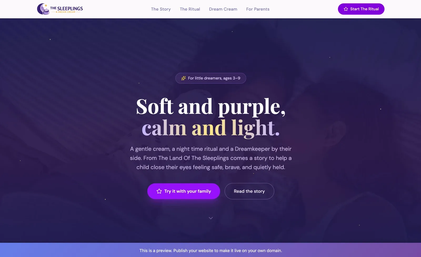 The Sleeplings homepage design