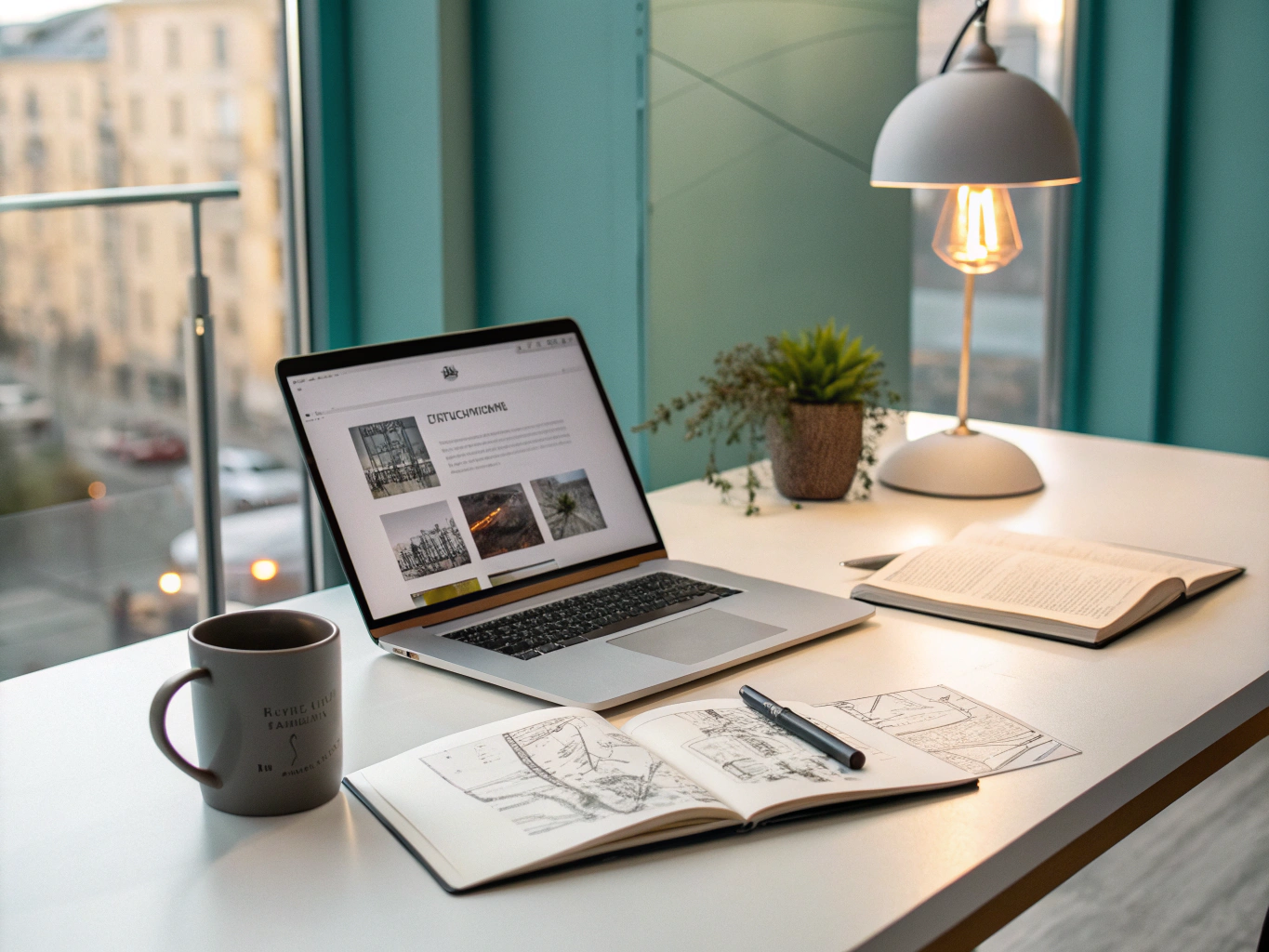 Minimalist workspace interior reflecting the agency creative process